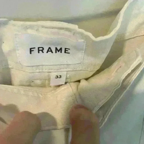 FRAME Banded Bottom Moto Pants Off White Cropped Relaxed Denim Size 33 NWT - Picture 11 of 15